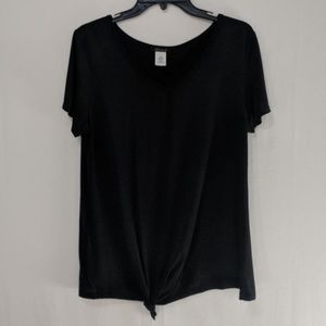 Basic Black Vneck Top Knot